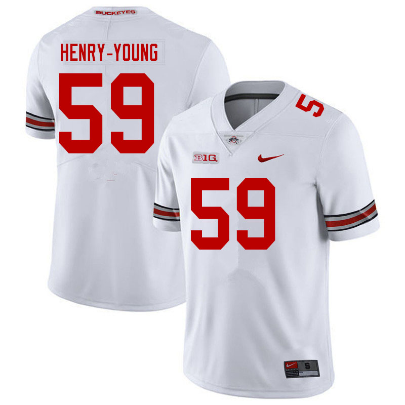 Men #59 Darrion Henry-Young Ohio State Buckeyes College Football Jerseys Sale-White